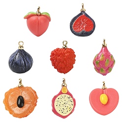 (52) Непрозрачная лаванда 9шт. 9 стили латунные акриловые подвески, разнообразные, без свинца и без кадмия, стойки покрытие, долговечный, золотые, разноцветные, 15.5~20x11.5~14x6~13 мм, отверстие : 1.4~1.6 мм, 1 шт / стиль