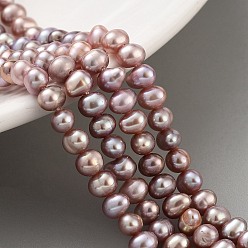 Rosy Brown Natural Cultured Freshwater Pearl Beads Strands, Potato, Rosy Brown, 4~4.5mm, Hole: 0.5mm, about 38pcs/strand, 6.89~7.09 (17.5~18cm)