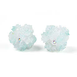 Светло-голубой Бусины из полимерной глины со стразами и рельефными смоляными розами, для телефонных цепей, кукольные брелоки и украшения для сумок, светло-голубой, 22~26 мм, отверстие : 2~2.5 мм