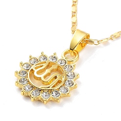 Sun Golden Alloy Rhinestone Pendant Necklaces, Sun, 18.31 inch(46.5cm)