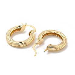 Oro Pendientes de aro de latón para las mujeres, dorado, 31x5 mm