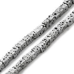 с Платиновым Покрытием Гальванические бусины из натуральной лавы, квадратный, с покрытием платиным, 2.5x2.5x2.5 мм, отверстие : 0.8 мм, около 158 шт / нитка, 16.14'' (41 см)