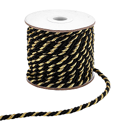 Черный 15м 3-слойный полиэфирный витой шнур, с металлической нитью, чёрные, 5.5 мм, около 16.40 ярдов (15 м) / рулон