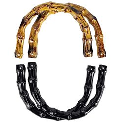 Mixed Color Imitation Bamboo Plastic Bag Handle, U-shaped, Mixed Color, 15x11.1x1.8cm, 4pcs/set