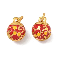 Красный Подвески в виде рождественских колокольчиков из сплава с эмалью, золотые, красные, 13.5x10.5 мм, Перейти кольцо: 6.5x1.5 мм, 4.5 мм внутренним диаметром