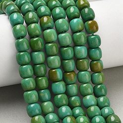 Sea Green Dyed Synthetic Magnesite Beads Strands, Drum, Sea Green, 8x7mm, Hole: 1.4mm, about 54pcs/strand, 14.76''(37.5cm)
