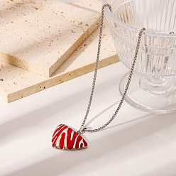 Красный 304 эмалированные ожерелья с подвеской из нержавеющей стали с принтом зебры, забавные и невыцветающие украшения, цвет нержавеющей стали, красные, 21.85 дюйм (55.5 см)