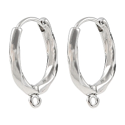 Platinum SHEGRACE Brass Hoop Earring Findings, with Loop, Cadmium Free & Lead Free & Nickel Free, Platinum, 19x13x2.5mm, Hole: 1.4mm, Pin: 1mm