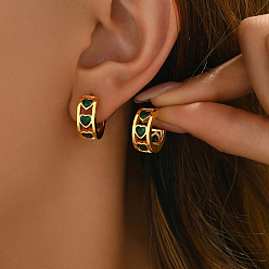 Зеленый Элегантные серьги-гвоздики в форме сердца из латуни с кубическим цирконием, золотые, зелёные, 7x16 мм