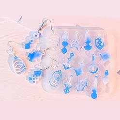 Белый Кулон силиконовые формы, формы для сережек, формы для литья гипсовой смолы, разнообразные, белые, 85x86x4 мм