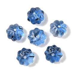 Синий Прозрачная аэрозольная краска стеклянные шарики, цветок, синие, 11.5x8.5 мм, отверстие : 1.2 мм