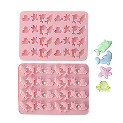Pink Marine Organism Silicone Molds, Food Grade Molds, For DIY Cake Decoration, Chocolate, Candy, UV Resin & Epoxy Resin Craft Making, Pink, 150x210mm, Inner Diameter: 20~33mm