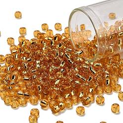 (22B) Silver Lined Medium Topaz Тохо 6/0 круглые бусины, японский бисер, (22 b) средний топаз с серебряной подкладкой, 4 мм, отверстие : 1.5 мм, Около 840 шт / 50 г