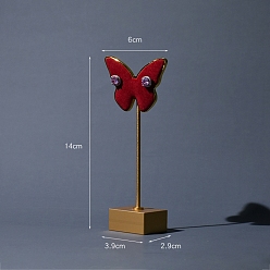 Indian Red Velvet with Metal Earring Display Stand, Butterfly, Indian Red, 14x6cm