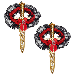 Красный Пластиковые игрушечные мечи для костюмированной вечеринки на Хэллоуин, реквизит для косплея., с бантом из полиэстера, красные, 246x81x30.5 мм