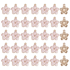 Pink 100 подвески из эмали из цинкового сплава, цветок, золотые, розовые, 16.5x14.5x2.5~3 мм, отверстие : 1.5 мм