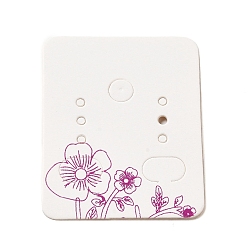 Серо-розавый 50 шт прямоугольные бумажные карточки с цветочным принтом и серьгами, Карточки для демонстрации ювелирных изделий для хранения сережек, увядшая роза, 4.7x3.8x0.05 см, отверстия: 6.8x10.5 mm и 6 mm и 2 mm