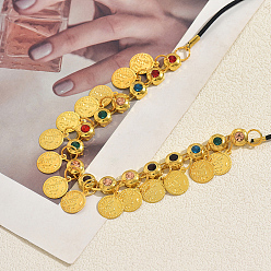 Золотой Ближневосточное металлическое украшение для головы с подвеской в виде монеты и стразами, бахромой для женщин., подходит для танцев, путешествовать, и праздничная одежда, золотые, 470 мм