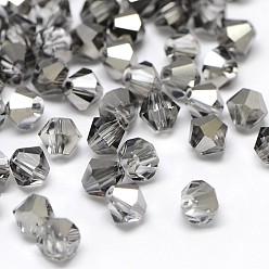 Серый Имитация 5301 бикон бисера, прозрачные граненые стеклянные бусины, серые, 4x3 мм, отверстие : 1 мм, около 720 шт / упаковка