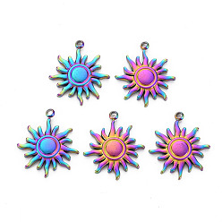 Rainbow Color 201 подвески из нержавеющей стали, солнце, Радуга цветов, 18.5x16x2 мм, отверстие : 1.4 мм