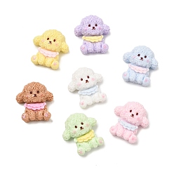 (52) Непрозрачная лаванда Непрозрачные кабошоны из смолы, собака, разноцветные, 24.5x21.5x9.5 мм