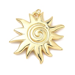 Настоящее золото 18K Латунные подвески, солнечные очарования долговечное покрытие, стойки покрытие, без свинца и без кадмия, реальный 18 k позолоченный, 34x35x3 мм, Перейти кольцо: 5x1 мм, внутренний диаметр: 3 мм