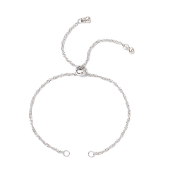 Нержавеющая Сталь Цвет 304 изготовление браслета-слайдера из нержавеющей стали в стиле «сингапур», с латунной бисера, цвет нержавеющей стали, 9-5/8 дюйм (24.5 см)