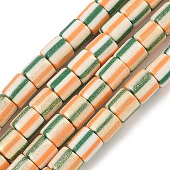 Оранжевый Бусины из полимерной глины ручной работы, колонка и полоса, оранжевые, 6x6 мм, отверстие : 1.8~2 мм, около 65~66 шт / нитка, 15.55''~15.75'' (39.5~40 см)
