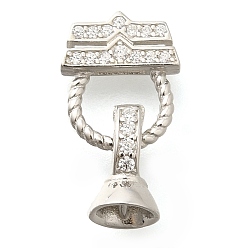 Платинированный 925 Складчатые застежки из стерлингового серебра с микропаве из прозрачного кубического циркония, Реальная платина, 14 мм