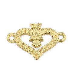 Настоящее золото 18K Ионное покрытие (ip) 304 настройки стразами разъема из нержавеющей стали, сердце с совой, реальный 18 k позолоченный, пригодный для стразов 1.2 мм, 15x23.5x2 мм, отверстие : 1.5 мм