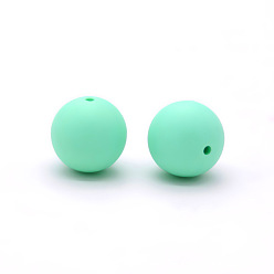 Aquamarin Runde, lebensmittelechte, umweltfreundliche Silikonperlen, Aquamarin, 9 mm, Bohrung: 1.4 mm