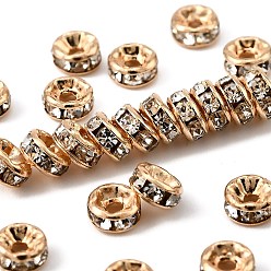 Light Gold Стойка покрытие латунь кристалл горный хрусталь рондель космические бусины, для ювелирных изделий diy, Браслеты, ожерелья и поделки, золотой свет, 4x2 мм, отверстие : 1 мм