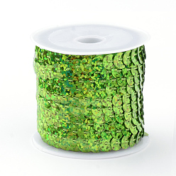 Зелено-Желтый Бусины с пайеткой из экологически чистого пластика, блестки бисер, Аксессуары для орнаментов, плоско-круглые, зеленый желтый, 6 мм, около 5 м / рулон