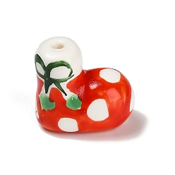 Christmas Socking Рождественские фарфоровые бусины ручной работы, пастельный фарфор, рождественские носки, 16x17.5x11 мм, отверстие : 1.8 мм