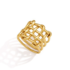 Oro Anillos de dedo huecos de acero inoxidable para mujer, dorado, tamaño de EE. UU. 304 (7 mm)