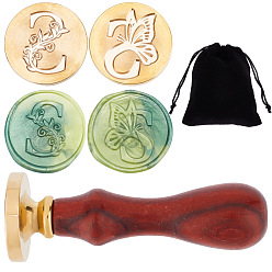 Letter S Наборы для самостоятельного изготовления альбомов, включая латунную сургучную печать штамповочную головку, ручка из грушевого дерева и прямоугольные бархатные мешочки, letter.s, Головка штампа: 3см, 4 шт / комплект