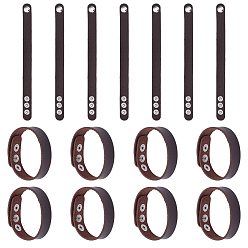 Coffee 15Pcs Imitation Leather Simple Plain Cord Bracelet with Alloy Buckles, Coffee, 8-5/8 inch(21.8cm)