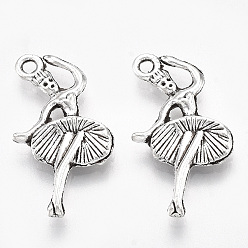 Antique Silver Tibetan Style Alloy Pendants, Ballet Dancer, Lead Free & Cadmium Free, Antique Silver, 25x12.5x3mm, Hole: 1.5mm, about 375pcs/500g