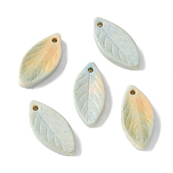 Светло-Синий Подвески из натурального радужного алашанского агата, окрашенные, лист прелести, голубой, 16.5~17x17.5~18x2.5~3 мм, отверстие : 1.2 мм
