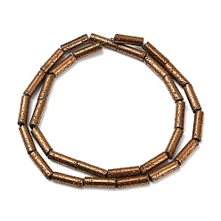 с Покрытием Меди Гальванические бусины из натуральной лавы, колонка, с медным покрытием, 13x4 мм, отверстие : 1 мм, около 31 шт / нитка, 15.35''~15.75'' (39 см)