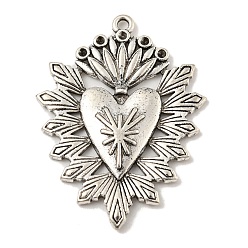 Античное Серебро Подвески из сплава тибетского сплава, прелести в форме сердца, античное серебро, 44x33x2 мм, отверстие : 2 мм, пригодный для стразов 1.5 мм
