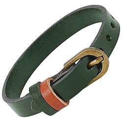 Olive Terne Bracelets vachette de cordon, Bracelets en alliage pour femmes et hommes, bronze antique, vert olive, 8.66 pouce (22 cm)