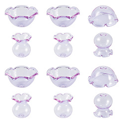 Лиловый 6 наборы прозрачных стеклянных колпачков, мульти-лепесток цветка, для изготовления колокольчиков, сирень, 22.5x20.5 мм, отверстие : 2 мм