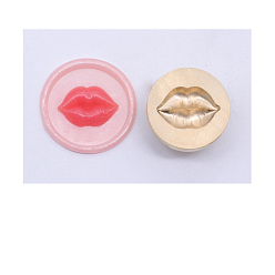 Lip Golden Tone Wax Seal Brass Stamp Head, for Invitations, Envelopes, Gift Packing, Lip, 25x25mm