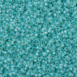 (RR571) Dyed Sea Green Silverlined Alabaster MIYUKI Round Rocailles Beads, Japanese Seed Beads, (RR571) Dyed Sea Green Silverlined Alabaster, 11/0, 2x1.3mm, Hole: 0.8mm, about 1100pcs/bottle, 10g/bottle