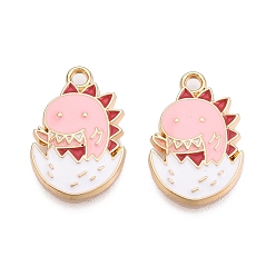 Pink Подвески из эмали и сплава, без кадмия и без свинца, форма динозавров, золотой свет, розовые, 20.5x13.5x2.5 мм, отверстие : 1.8 мм