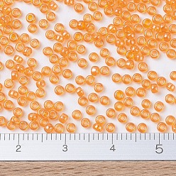 (RR164) Transparent Orange Luster MIYUKI Round Rocailles Beads, Japanese Seed Beads, (RR164) Transparent Orange Luster, 11/0, 2x1.3mm, Hole: 0.8mm, about 1100pcs/bottle, 10g/bottle