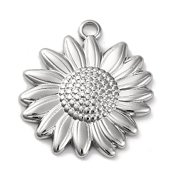 Нержавеющая Сталь Цвет Антикоррозийные 304 подвески из нержавеющей стали, очарование подсолнуха, цвет нержавеющей стали, 19.5x17.5x2.5 мм, отверстие : 1.6 мм
