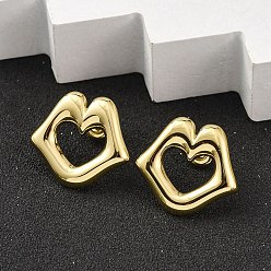 Настоящее золото 14K Ионное покрытие (ip) 304 серьги-гвоздики из нержавеющей стали, губа, реальный 14 k позолоченный, 20x22 мм