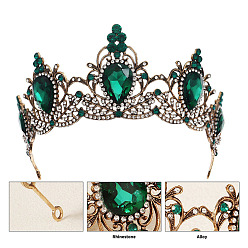 Изумруд Сплав со стразами резинки для волос, корона для волос невесты, изумруд, 60x135 мм